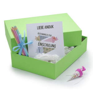 Hochwertige Aufbewahrungs- und Geschenkboxen - 1 Stück - DIN A4 - Hellgrün (Grün) bezogen - 302 x 213 x 70 mm