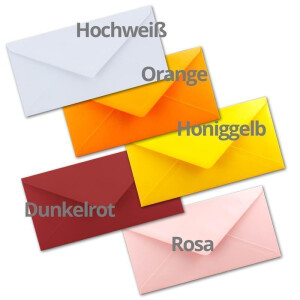 50 Brief-Umschläge Farbenmix-Paket 1 DIN Lang - 110 x 220 mm (11 x 22 cm) - Nassklebung ohne Fenster - Ideal für Einladungs-Karten - Serie FarbenFroh