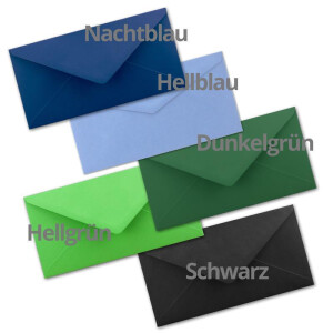 100 Brief-Umschläge Farbenmix-Paket 1 DIN Lang - 110 x 220 mm (11 x 22 cm) - Nassklebung ohne Fenster - Ideal für Einladungs-Karten - Serie FarbenFroh