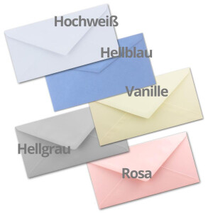 50 Brief-Umschläge Farbenmix-Paket 2 DIN Lang - 110 x 220 mm (11 x 22 cm) - Nassklebung ohne Fenster - Ideal für Einladungs-Karten - Serie FarbenFroh