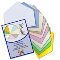 50 Brief-Umschläge Farbenmix-Paket 2 DIN Lang - 110 x 220 mm (11 x 22 cm) - Nassklebung ohne Fenster - Ideal für Einladungs-Karten - Serie FarbenFroh