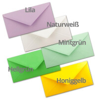 50 Brief-Umschläge Farbenmix-Paket 2 DIN Lang - 110 x 220 mm (11 x 22 cm) - Nassklebung ohne Fenster - Ideal für Einladungs-Karten - Serie FarbenFroh