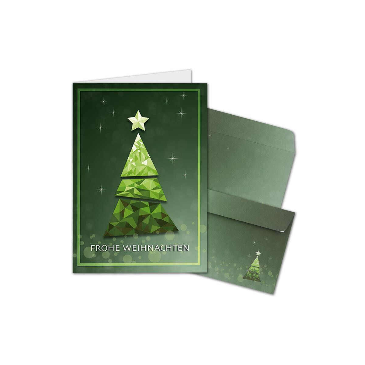 20x Weihnachtskarten-Set DIN A6 mit grünem...