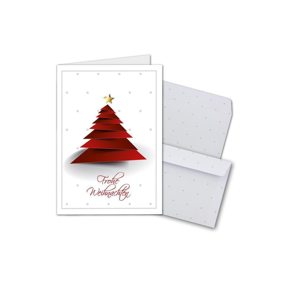 20x Weihnachtskarten-Set DIN A6 in Weiß mit  rotem...