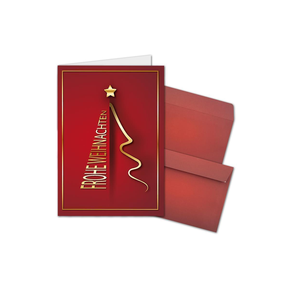 20x Weihnachtskarten-Set DIN A6 in Rot mit goldenem...