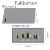 20x Weihnachtskarten-Set DIN Lang in Grau mit Weihnachtsbäumen in Scratch-Optik - Faltkarten mit passenden Umschlägen DIN Lang - Weihnachtsgrüße für Firmen und Privat