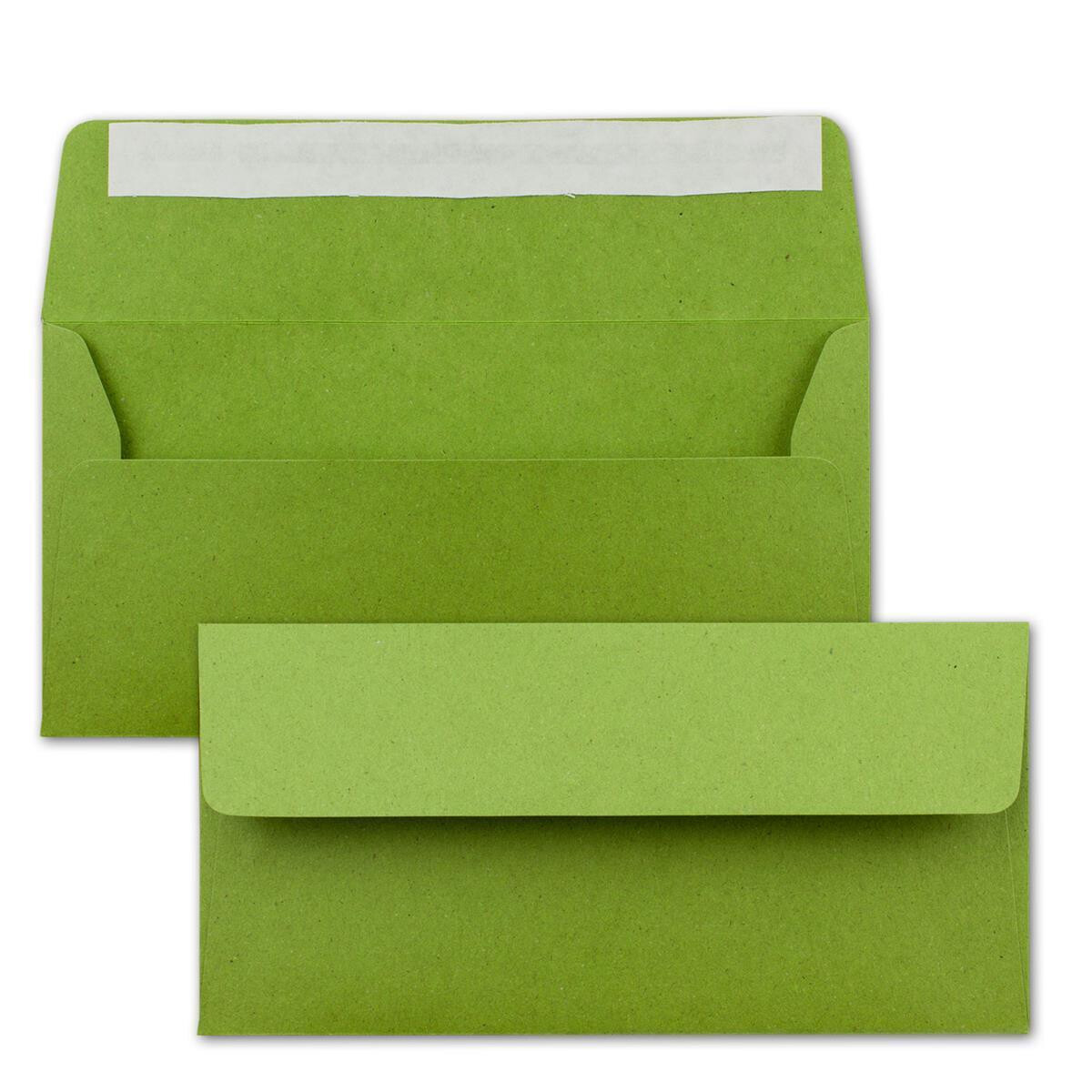 25x Kraftpapier-Umschläge DIN Lang - Hell-Grün...