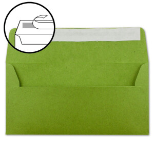 50x Kraftpapier-Umschläge DIN Lang - Hell-Grün - Haftklebung 11 x 22 cm - Brief-Umschläge aus Recycling-Papier - Vintage Kuverts von NEUSER PAPIER