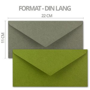 100x Brief-Umschläge Farbenmix-Paket DIN Lang - 110 x 220 mm (11 x 22 cm) - Nassklebung - Vintage Kraftpapier Natur-Papier Kuverts - Ideal für Einladungs-Karten