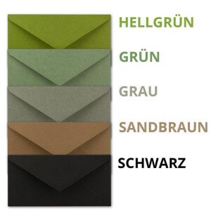 100x Brief-Umschläge Farbenmix-Paket DIN Lang - 110 x 220 mm (11 x 22 cm) - Nassklebung - Vintage Kraftpapier Natur-Papier Kuverts - Ideal für Einladungs-Karten