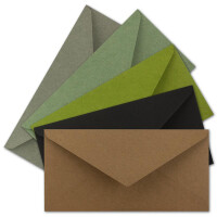 100x Brief-Umschläge Farbenmix-Paket DIN Lang - 110 x 220 mm (11 x 22 cm) - Nassklebung - Vintage Kraftpapier Natur-Papier Kuverts - Ideal für Einladungs-Karten