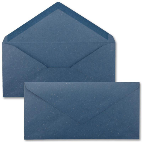 50x Kraftpapier-Umschläge DIN Lang - Blau - Nassklebung 11 x 22 cm - Brief-Umschläge aus Recycling-Papier - Vintage Kuverts von NEUSER PAPIER