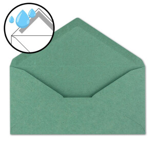 50x Kraftpapier-Umschläge DIN Lang - Eukalyptus-Grün - Nassklebung 11 x 22 cm - Brief-Umschläge aus Recycling-Papier - Vintage Kuverts von NEUSER PAPIER