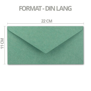 50x Kraftpapier-Umschläge DIN Lang - Eukalyptus-Grün - Nassklebung 11 x 22 cm - Brief-Umschläge aus Recycling-Papier - Vintage Kuverts von NEUSER PAPIER