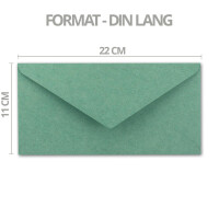 50x Kraftpapier-Umschläge DIN Lang - Eukalyptus-Grün - Nassklebung 11 x 22 cm - Brief-Umschläge aus Recycling-Papier - Vintage Kuverts von NEUSER PAPIER