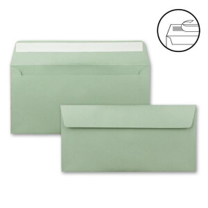 50 Brief-Umschläge DIN Lang - Eukalyptus (Grün) - 110 g/m² - 11 x 22 cm - sehr formstabil - Haftklebung - Qualitätsmarke: FarbenFroh by GUSTAV NEUSER