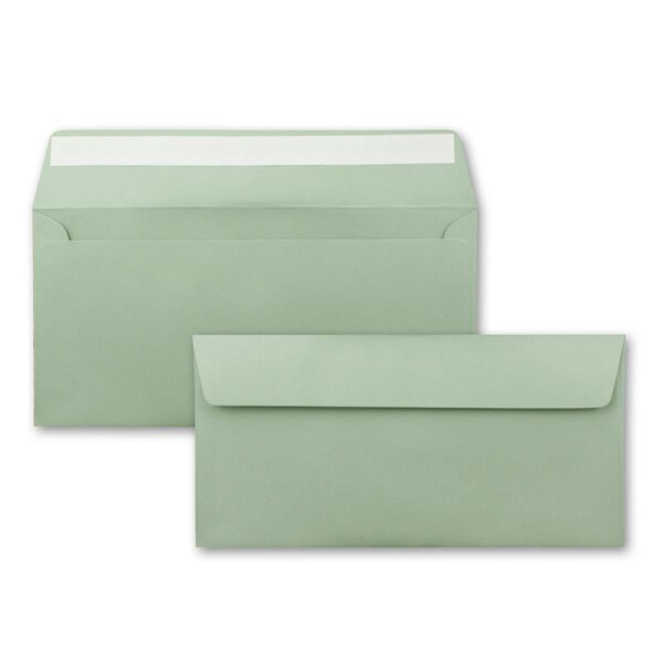25 Brief-Umschläge DIN Lang - Eukalyptus (Grün) - 110 g/m² - 11 x 22 cm - sehr formstabil - Haftklebung - Qualitätsmarke: FarbenFroh by GUSTAV NEUSER