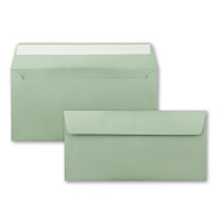 25 Brief-Umschläge DIN Lang - Eukalyptus (Grün) - 110 g/m² - 11 x 22 cm - sehr formstabil - Haftklebung - Qualitätsmarke: FarbenFroh by GUSTAV NEUSER