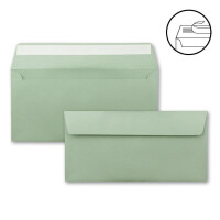 25 Brief-Umschläge DIN Lang - Eukalyptus (Grün) - 110 g/m² - 11 x 22 cm - sehr formstabil - Haftklebung - Qualitätsmarke: FarbenFroh by GUSTAV NEUSER