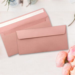 50 Brief-Umschläge DIN Lang - Altrosa (Rosa) - 110 g/m² - 11 x 22 cm - sehr formstabil - Haftklebung - Qualitätsmarke: FarbenFroh by GUSTAV NEUSER
