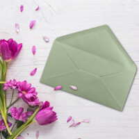 50 Brief-Umschläge Eukalyptus (Grün) DIN Lang - 110 x 220 mm (11 x 22 cm) - Nassklebung ohne Fenster - Ideal für Einladungs-Karten - Serie FarbenFroh