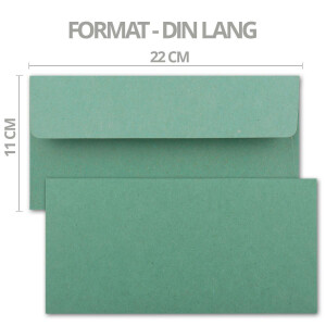 25x Kraftpapier-Umschläge DIN Lang - Eukalyptus-Grün - Haftklebung 11 x 22 cm - Brief-Umschläge aus Recycling-Papier - Vintage Kuverts von NEUSER PAPIER