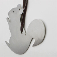 2x Echter Edelstahl-Nussknacker Form Eichhörnchen inklusive Lederband - 6,5 x 6,5 cm - Cellophaniert ideal als Anhänger oder kleines Geschenk