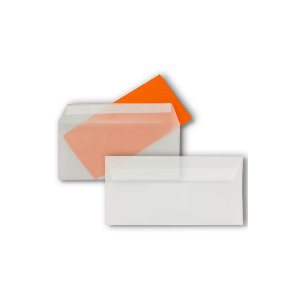 50x Brief-Umschläge DIN Lang - Transparent - 92...