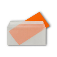 50x Brief-Umschläge DIN Lang - Transparent - 92 g/m² - 11 x 22 cm - Haftklebung mit Abziehstreifen - FarbenFroh by GUSTAV NEUSER
