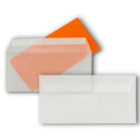 75x Brief-Umschläge DIN Lang - Transparent - 92 g/m² - 11 x 22 cm - Haftklebung mit Abziehstreifen - FarbenFroh by GUSTAV NEUSER