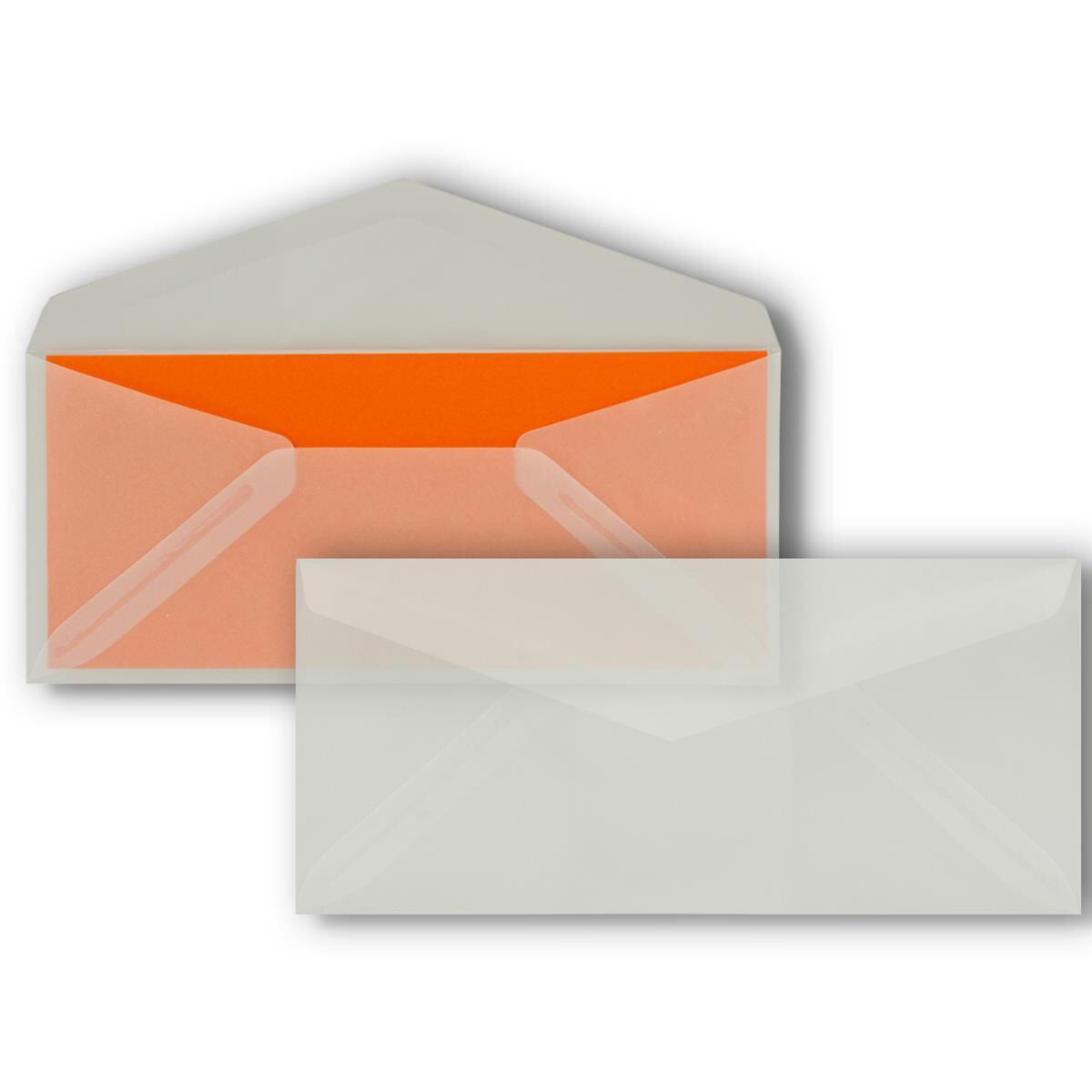 25 Brief-Umschläge Transparent DIN Lang - 110 x 220...