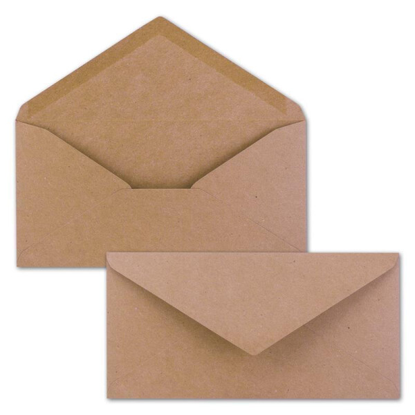50x Kraftpapier-Umschläge DIN Lang - Rosa - Nassklebung 11 x 22 cm - Brief-Umschläge aus Recycling-Papier - Vintage Kuverts von NEUSER PAPIER