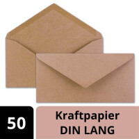 50x Kraftpapier-Umschläge DIN Lang - Rosa - Nassklebung 11 x 22 cm - Brief-Umschläge aus Recycling-Papier - Vintage Kuverts von NEUSER PAPIER