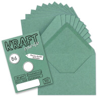 200x Vintage Briefumschläge in Eukalyptus (grün) DIN B6 125 x 178 mm Kraftpapier 120 g/m² Recycling Nassklebung Spitzklappe - UmWelt by GUSTAV NEUSER