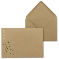 Umschlag Sandbraun //  Sterne Gold